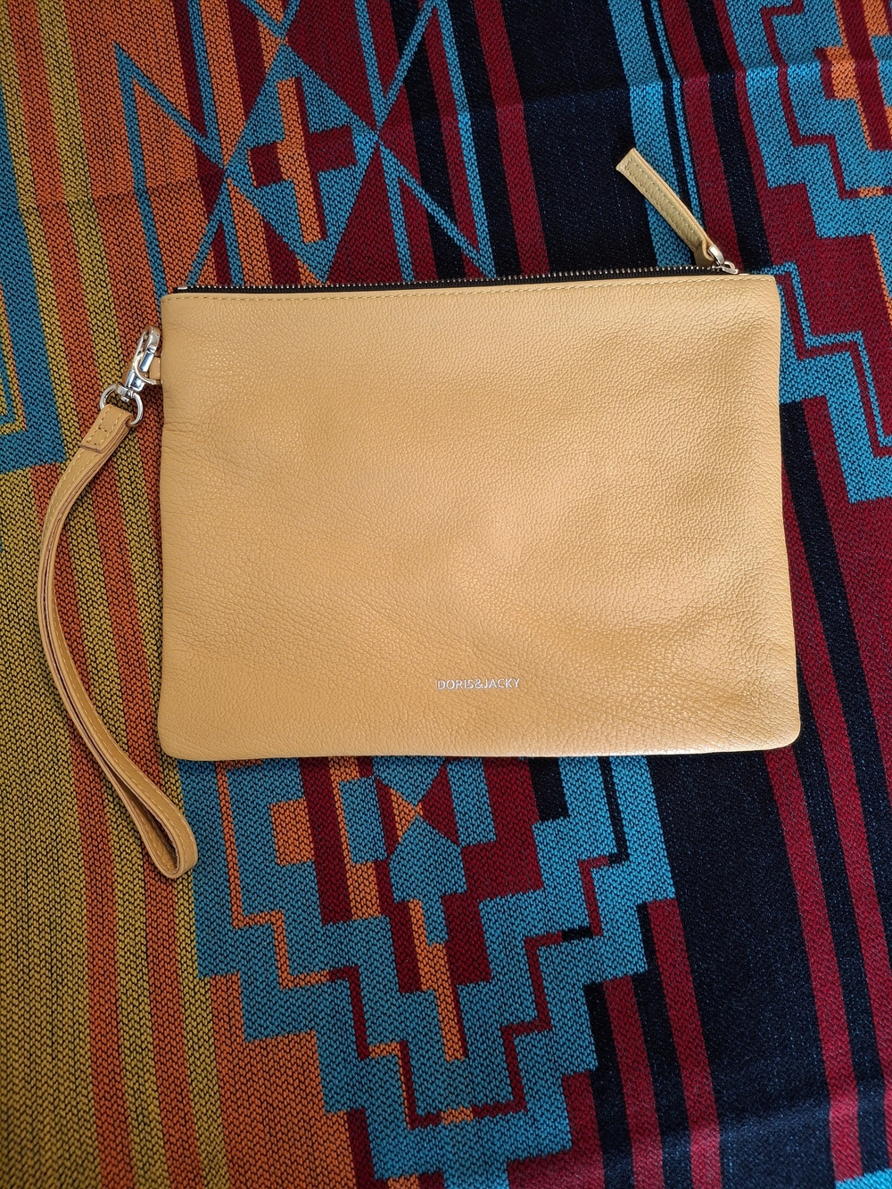 Doris & Jacky Mustard Leather Wristlet